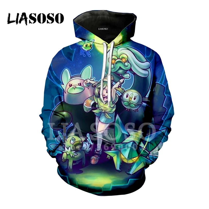 LIASOSO Модные мужские s 3d толстовки с принтом женские повседневные уличные Harajuku