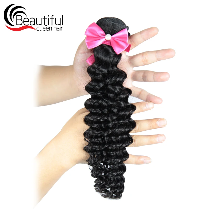 BeautifulQueenHair бразильская глубокая волна волос пучки волос плетение Пряди человеческих волос для наращивания 12-2" натуральный Цвет плетенка в виде волос, не имеющих повреждения кутикулы, чешуйки которой ориентированы в одном направлении