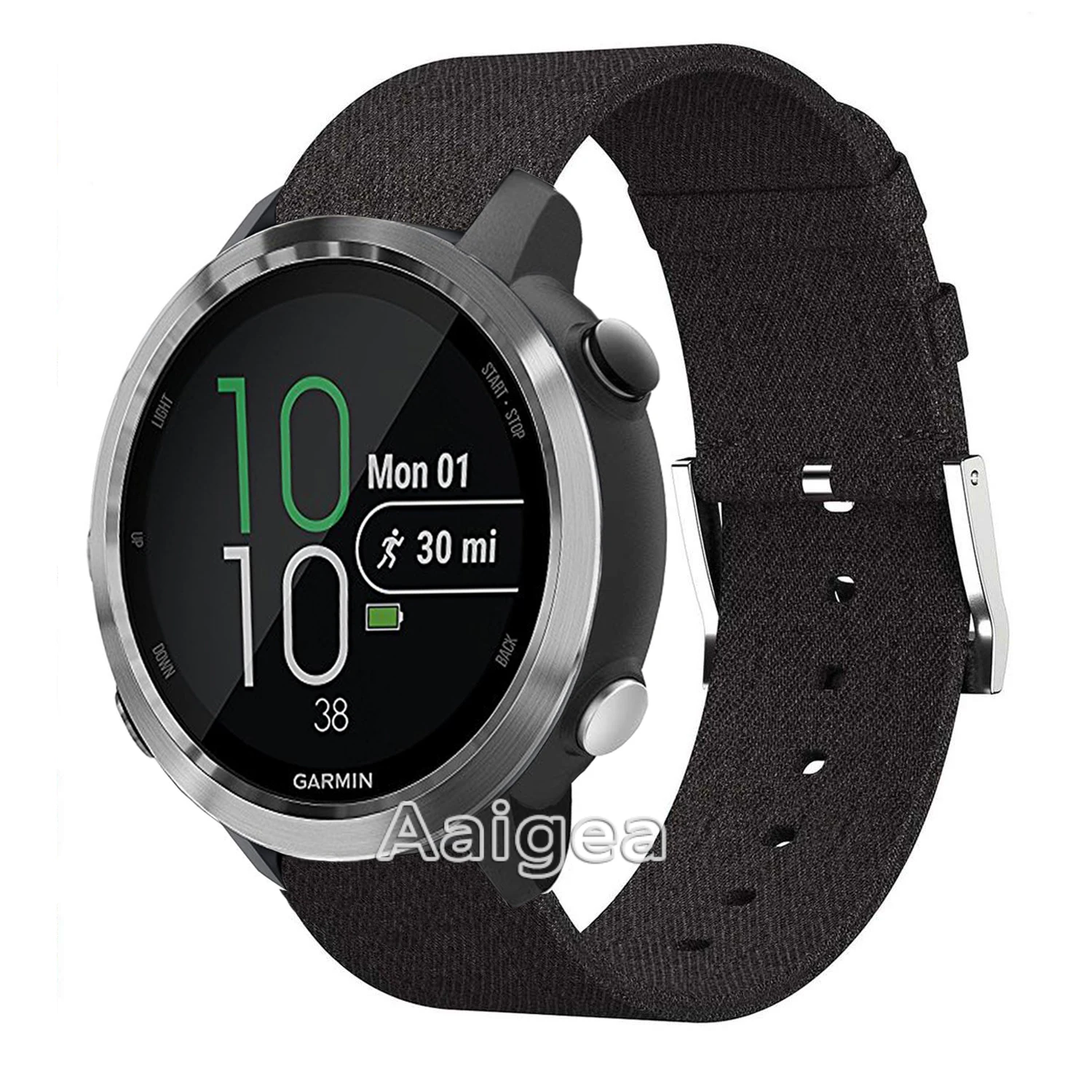 Тканый текстильный ремешок для часов Ремешок для Garmin Forerunner 645 музыка Смарт часы замена мода нейлоновый наручный ремешок 20 мм - Цвет: Черный