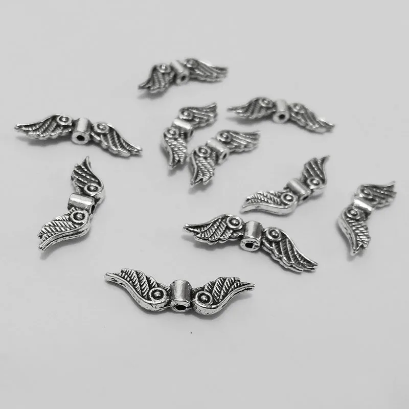 Фурнитура для сережек тибетские посеребренные Подвески бусины крылья ангела