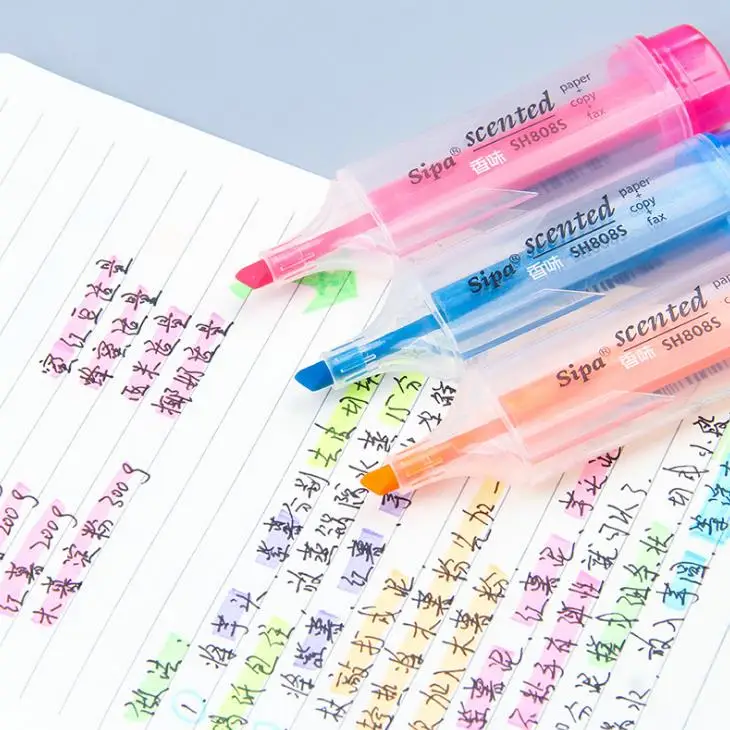 7 Pcs/set Cute Candy Color Fluorescent Highlighter Marker Pen Scented Pens for Stationery School Supplies | Канцтовары для офиса и