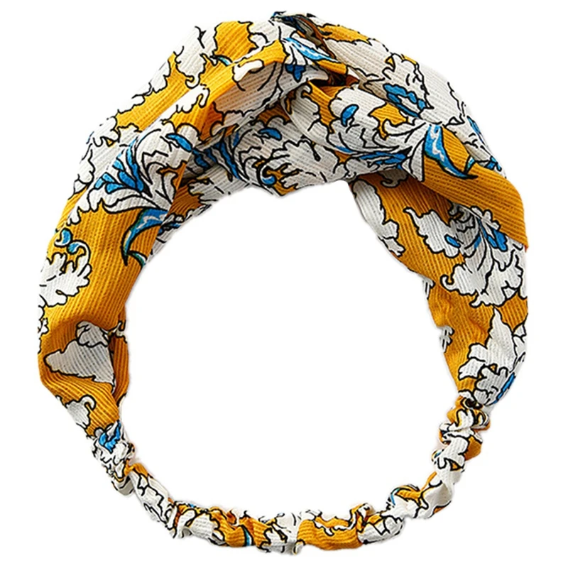 Повязка на голову с цветочным принтом и эластичной лентой для волос