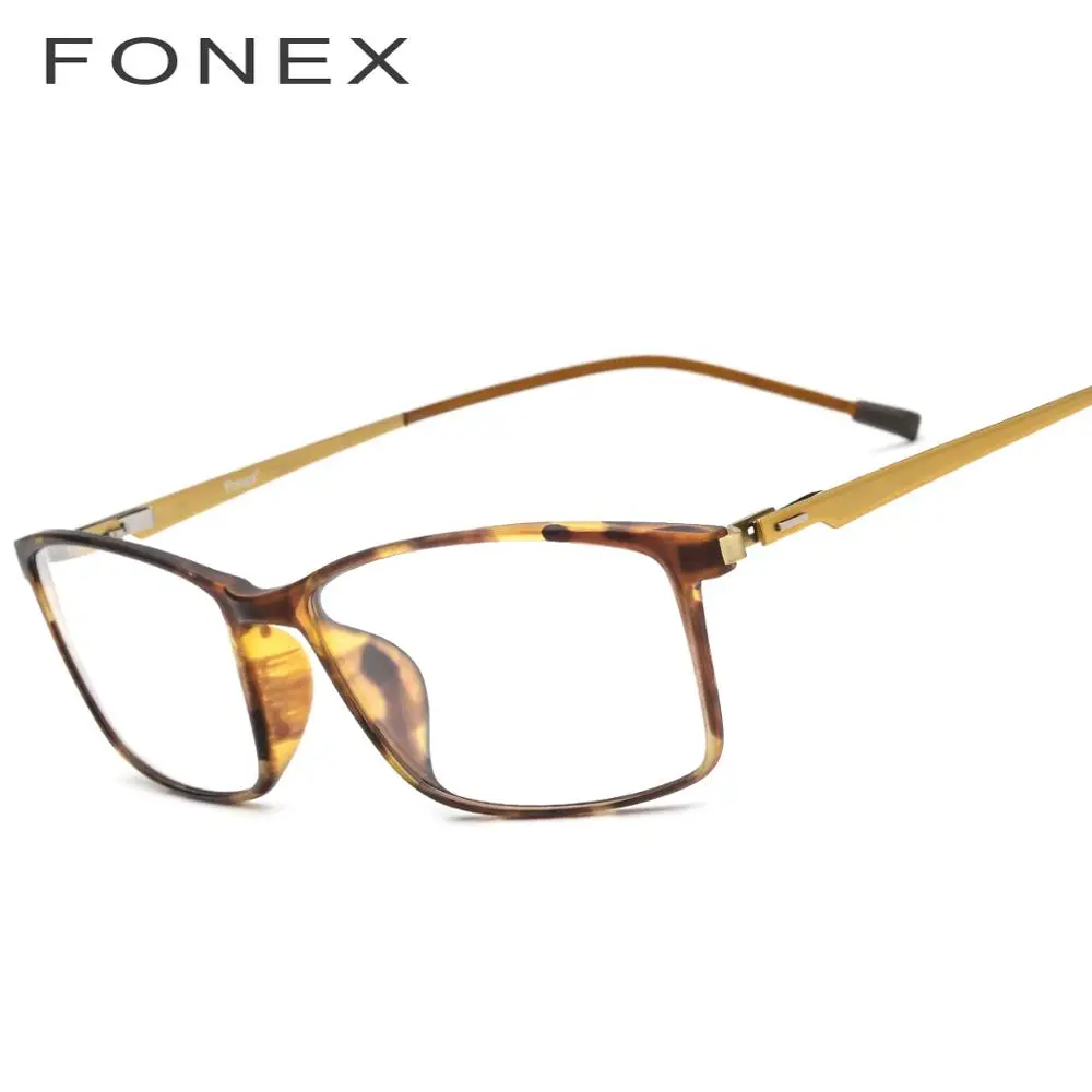 FONEX TR90 сплав стекло es оправа для мужчин Близорукость глаз Стекло рецепт оправы для очков корейские Безвинтовые оптические очки 9855 - Цвет оправы: Многоцветный