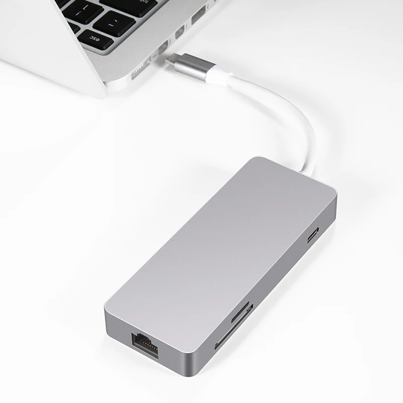 Док станция USB C thunderbolt 3 type c на hdmi RJ45 Быстрая сеть SD TF PD Зарядка для MacBook 0 хаб