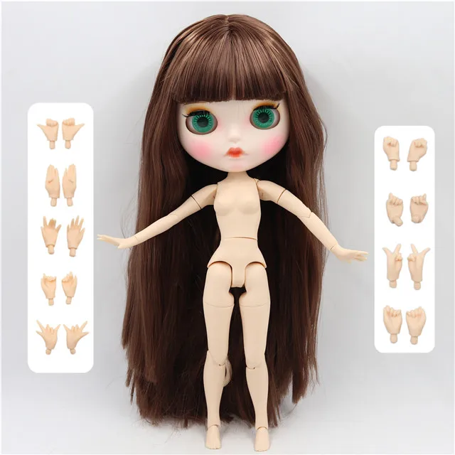 white matte face Ледяные дни Фортуны завод blyth кукла супер черная кожа тон темная кожа короткие красные волосы тело 1/6 30 см BL1248 - Цвет: white matte face