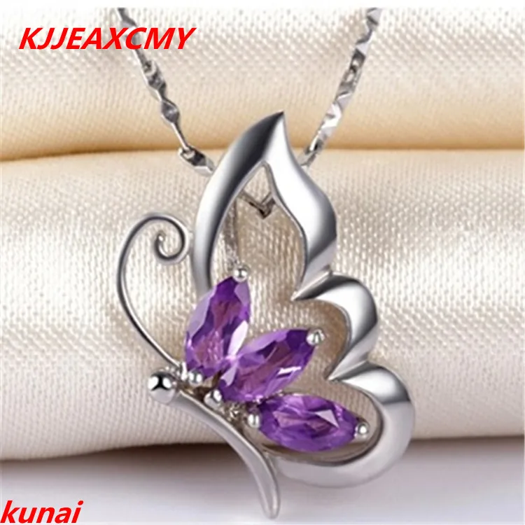 

KJJEAXCMY Boutique Jewels 925 Pure Silver Amethyst Female Pendant Fine Butterfly Necklace