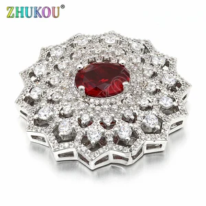 38 мм Высокое качество ручной работы латунь кубический цирконий цветок подвески-соединители DIY ювелирных изделий, модель: VS211