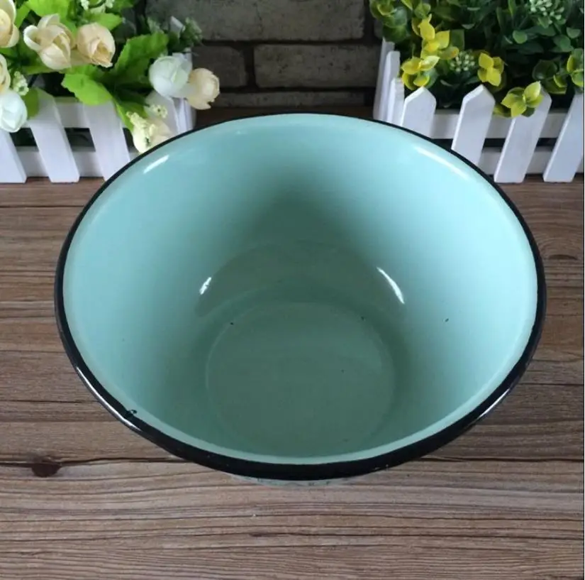 Креативная суповая миска с эмалью ностальгии в стиле ретро Салатница железная