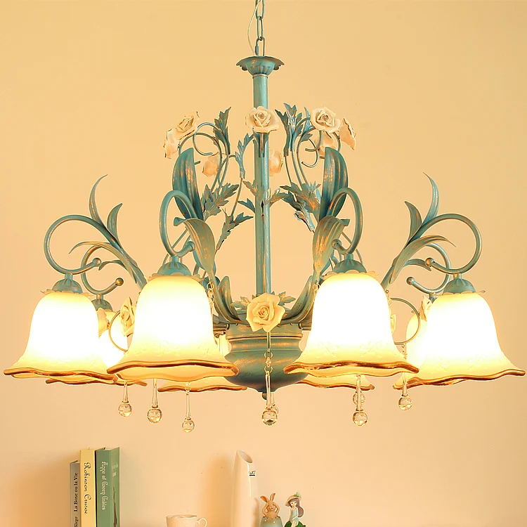 

Mediterranean glass hanging chandeliers blue iron chandelier Lighting luce Living room dining room led Chandelier bedroom lamps