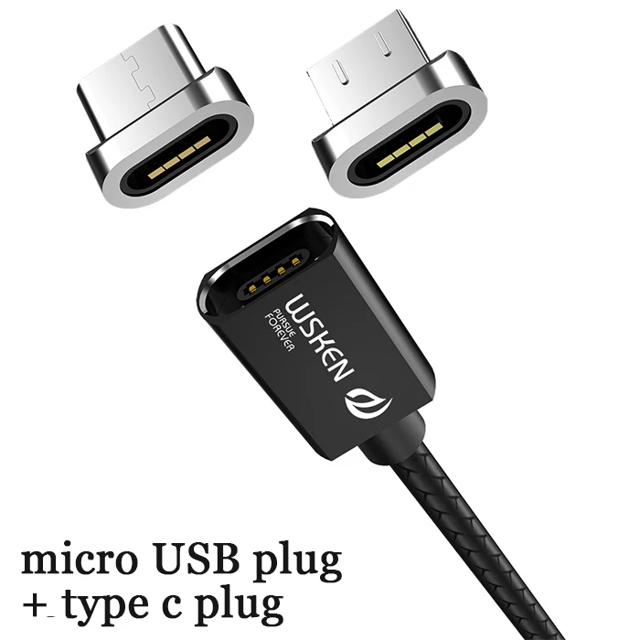 micro USB type c WSKEN кабель Micro USB Магнитный зарядный кабель для iPhone Xs Max Xr type C USB C Быстрая зарядка данных для samsung S9 Note8 S8 type-C - Цвет: micro USB type c