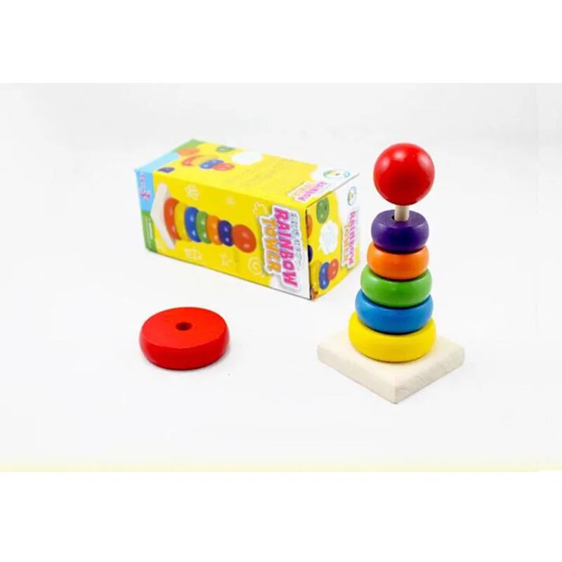Радужная башня деревянное кольцо штабелируемые строительные блоки обучающая