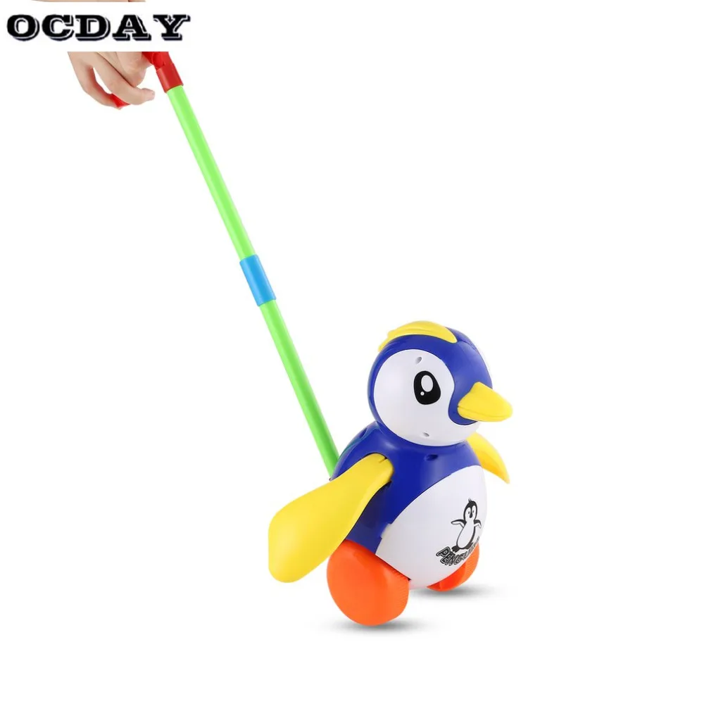 OCDAY дети ручной толкатель прогулки мультфильм животных тележки игрушки одиночный стержень ручной толкатель игрушки подарок для детей развивающие игрушки Прогулки