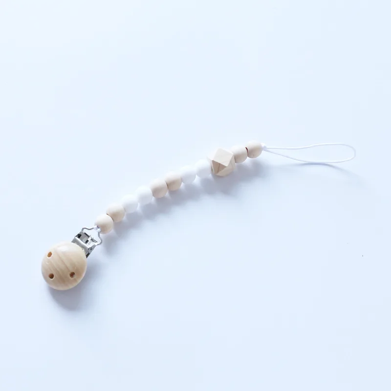 White DIY деревянный соску клипы смешно соску цепь с Однотонная одежда для ребенка, Baby Shower подарок BPA бесплатно - Цвет: White