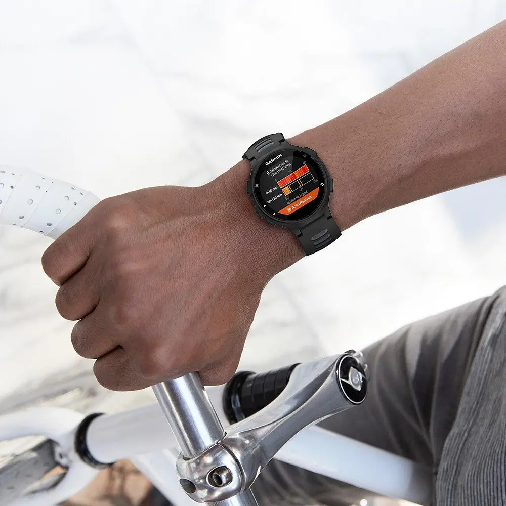 Ремешок для Garmin Forerunner 235/220/230/620/630/735XT черный серый силиконовый спортивный ремешок