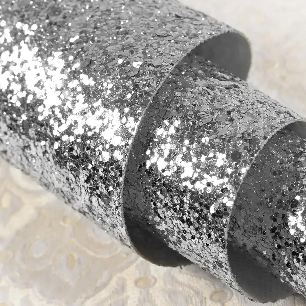 

Benyue 0.69*5m Self Adhesive Chunky Glitter Wallpaper DIY Silver Wall Paper Papel Parede 3D