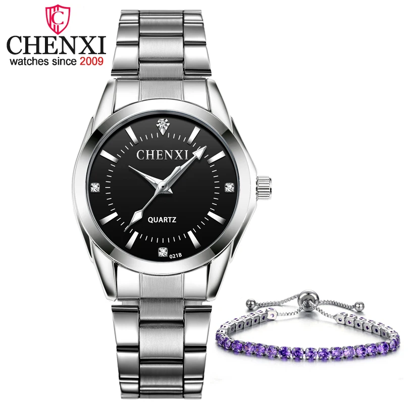 2 шт./компл. женские кварцевые часы и модные ювелирные браслеты CHENXI повседневные