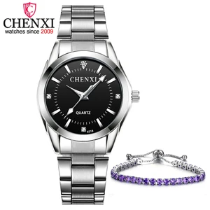 2 шт.компл. содержит женские кварцевые часы и модные ювелирные браслеты CHENXI модные повседневные наручные часы женские роскошные Брендовые Часы