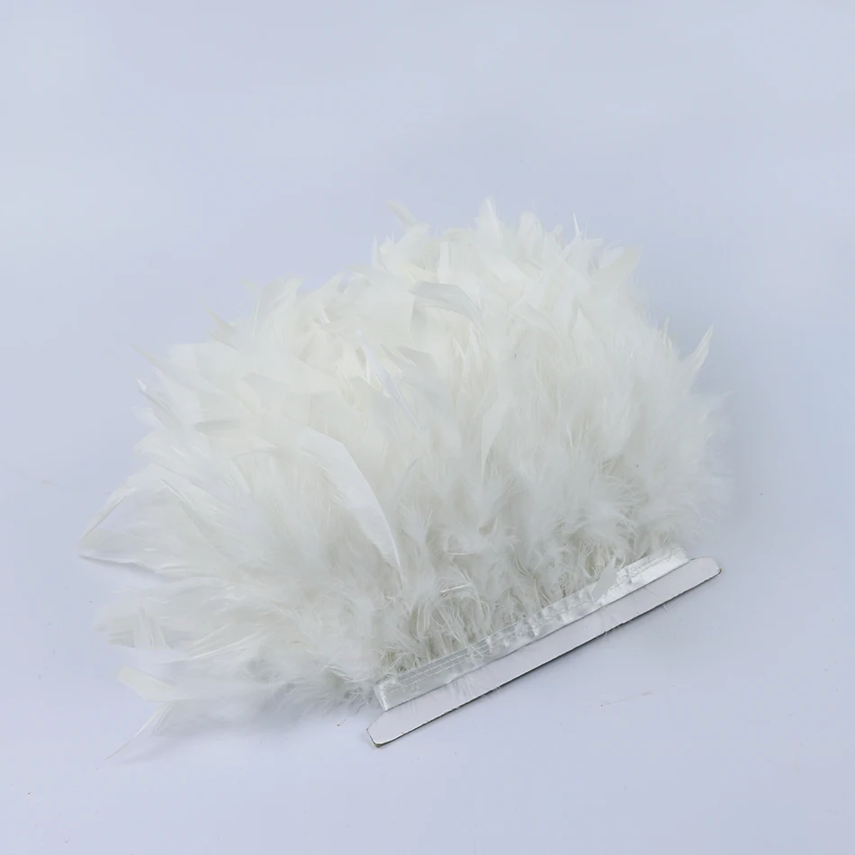 

white turkey feather trims 10 yard/lot 15-20 cm Dyed chicken feather ribbons trimming feather fringes strip