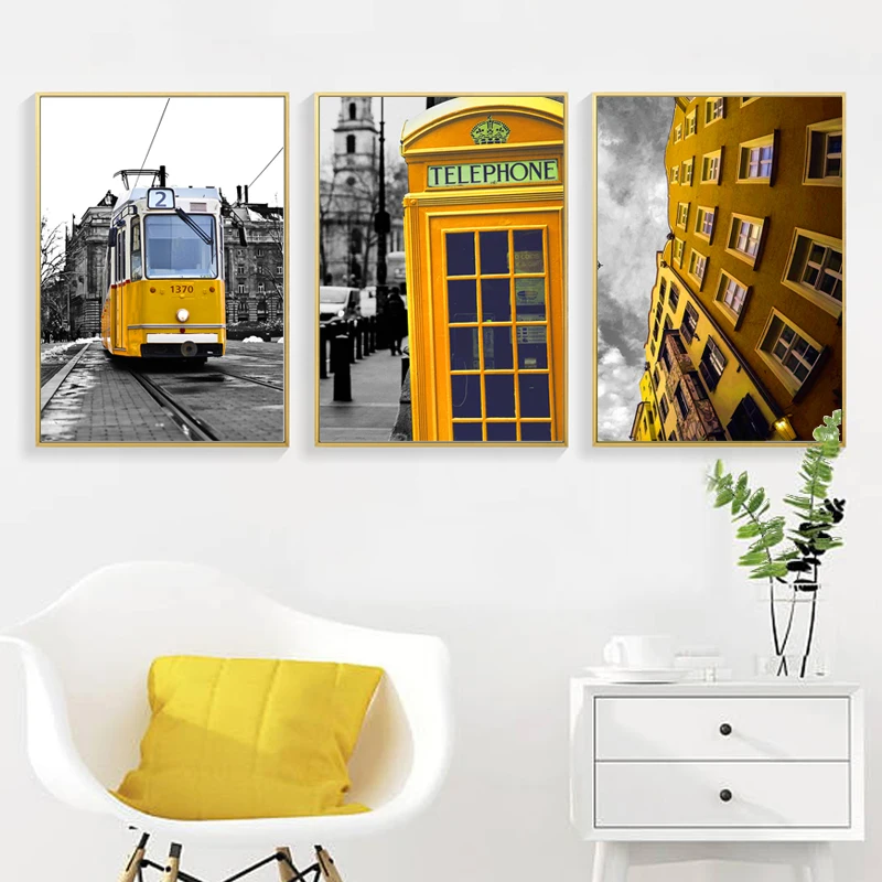 Винтажные желтые лондонские пейзажи Gohipang настенные картины на холсте постеры