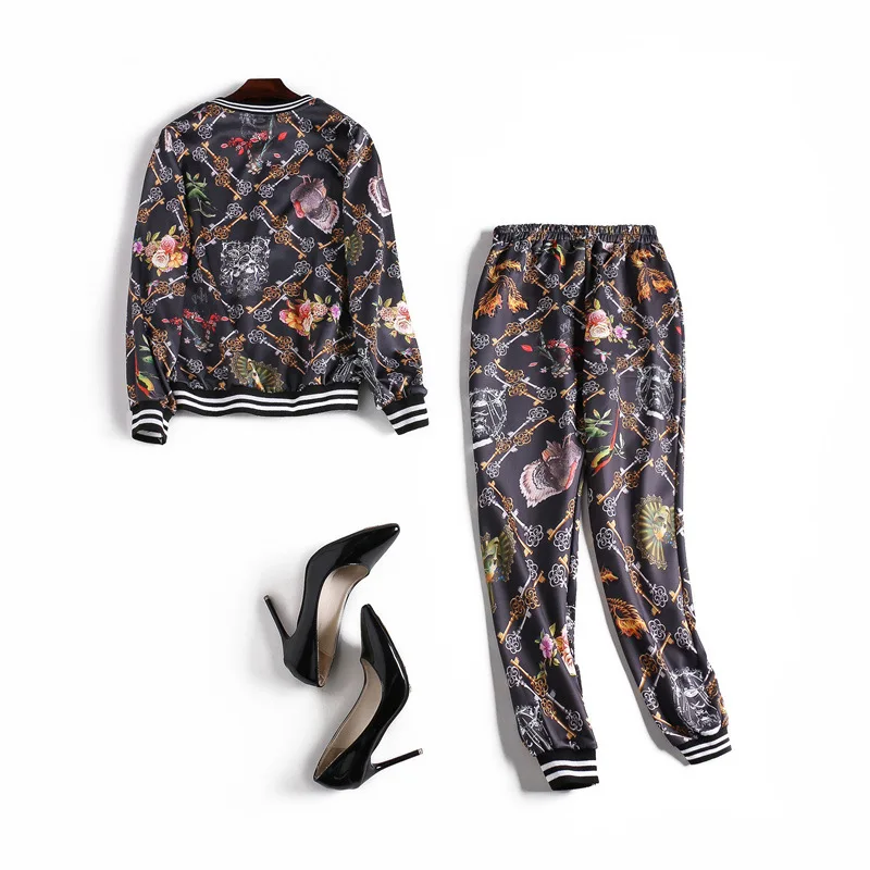 2019 Новый разноцветный с принтом Для женщин комплект повседневная куртка в стиле