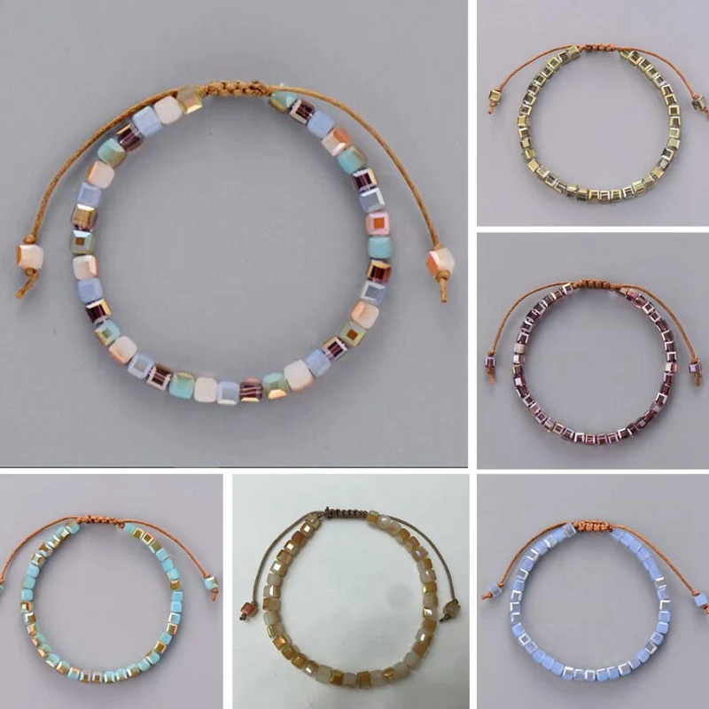 Классический с украшениями в виде кристаллов бисера браслет дружбы цветным