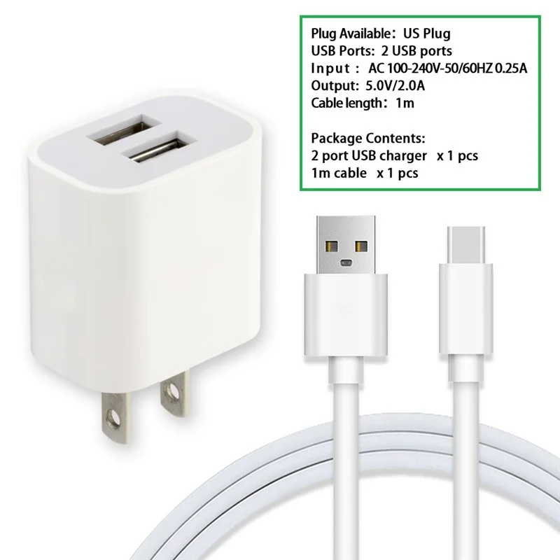 Адаптер зарядного устройства с разъемом США и usb-кабелем Type-C для Huawei P20 nova Mate 20/OPPO