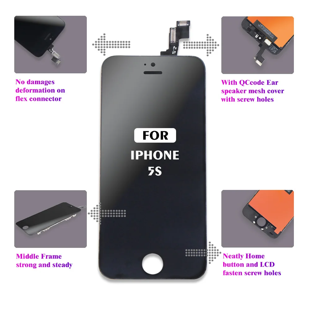 AAA lcd для iPhone 5 5S 5c дисплей сенсорный экран стекло дигитайзер сборка Замена ЖК