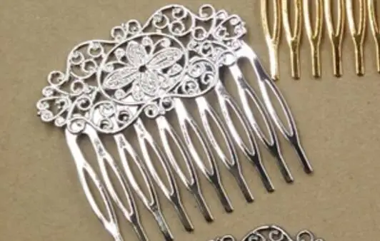 Silver Новинка, винтажная модная расческа для волос, украшение для волос, очаровательные женские заколки для волос с цветами, заколки, заколки, ретро аксессуары для волос, сделай сам - Окраска металла: Silver