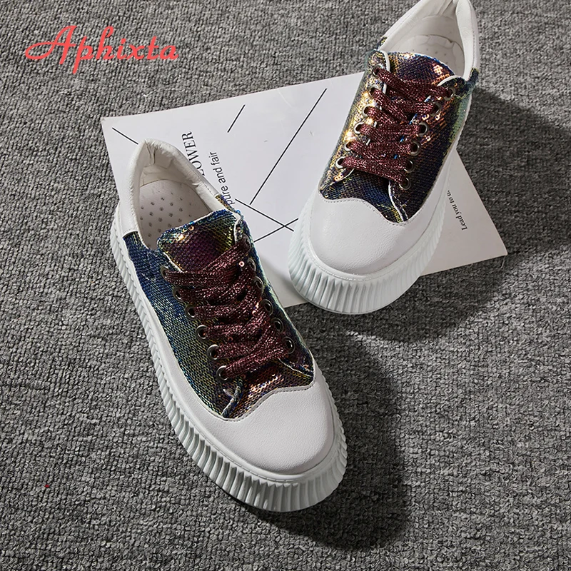 Aphixta/Женская обувь на платформе с блестящими стразами Весенние женские ботинки