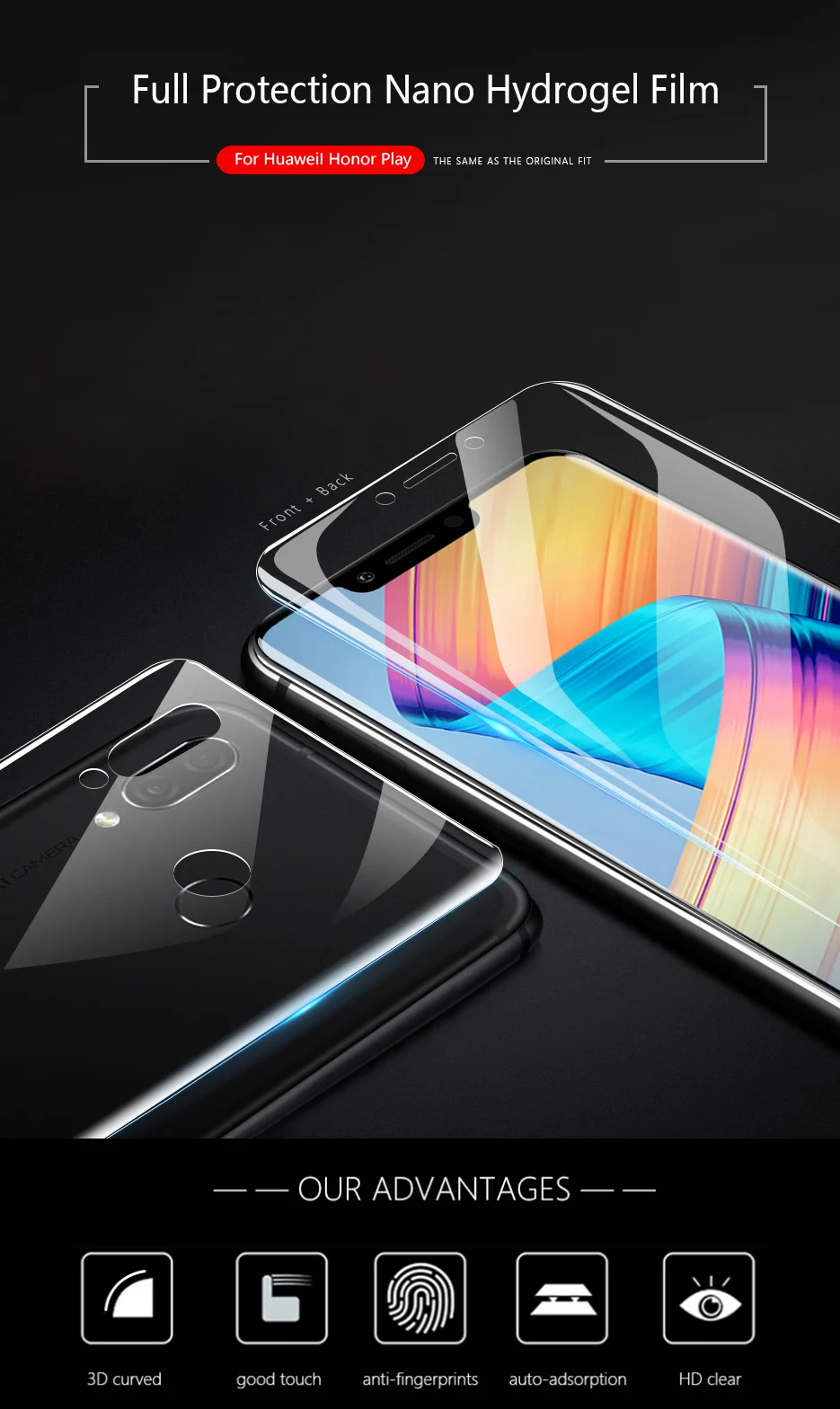 CHYI 3D изогнутая пленка для huawei Honor Play, защита экрана 6,3 дюймов, полное покрытие, нано Гидрогелевая пленка с инструментами, не закаленное стекло