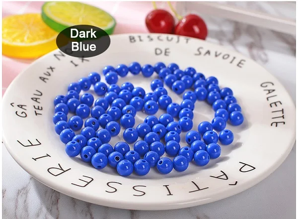 Royal Blue 8 мм Пластиковые акриловые массивные бусины Гладкие Круглые свободные бусины для изготовления ювелирных изделий браслет ювелирных изделий Аксессуары для DIY - Цвет: Royal Blue