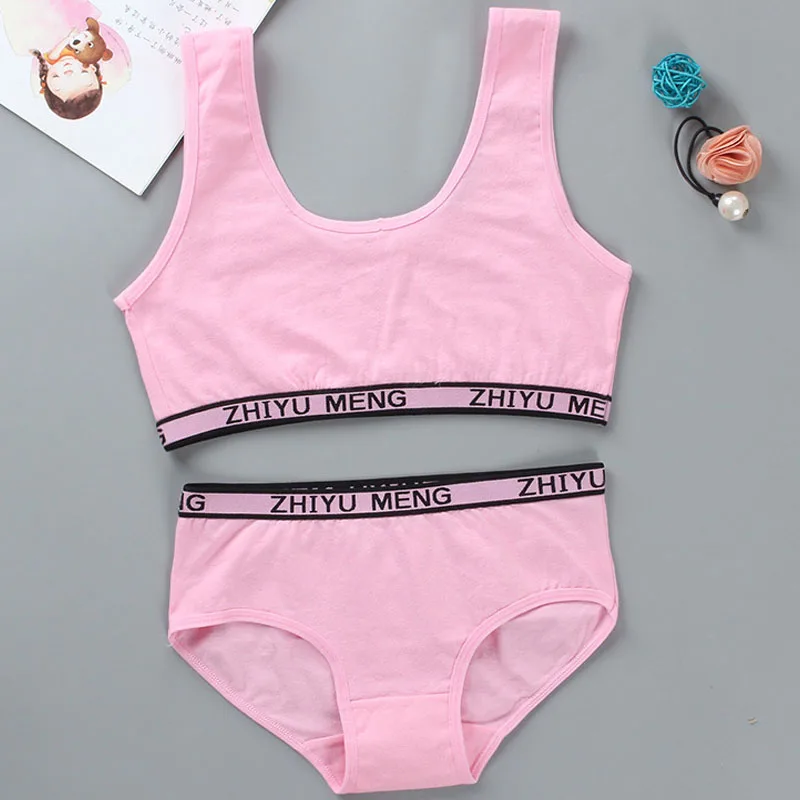 Комплект из бюстгальтера и трусиков для учащихся дышащего хлопка|Комплекты