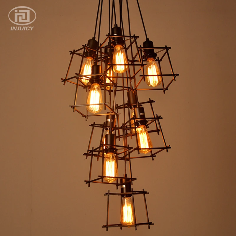 Американская винтажная кованая железная люстра в стиле лофт светодиодная лампа