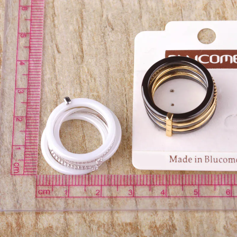 Blucome Циркон Керамические Ювелирные Изделия Комплекты Серьги и Кольцо Женщины