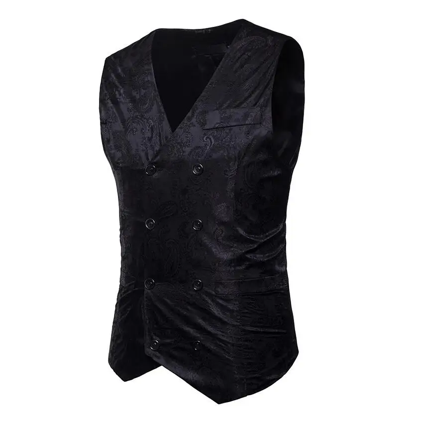 Мужской жилет с узором пейсли двубортный вышивкой Свадебный костюм жениха