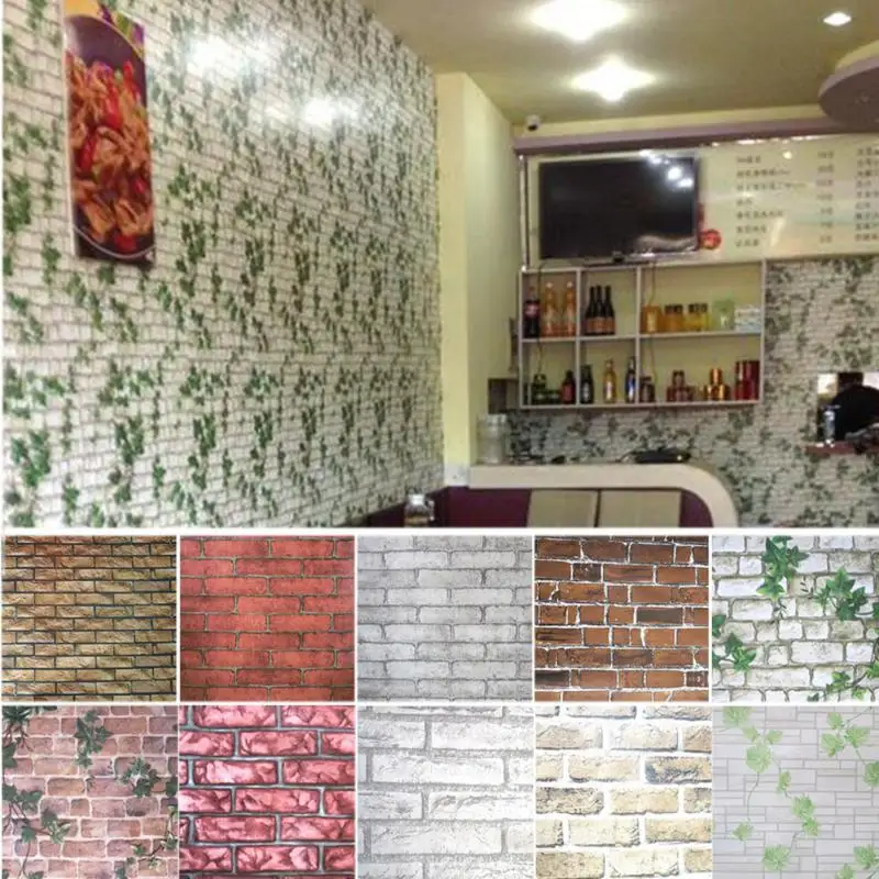 Съемный самоклеющиеся ПВХ 3D Винтаж кирпичный обои для Гостиная Кухня