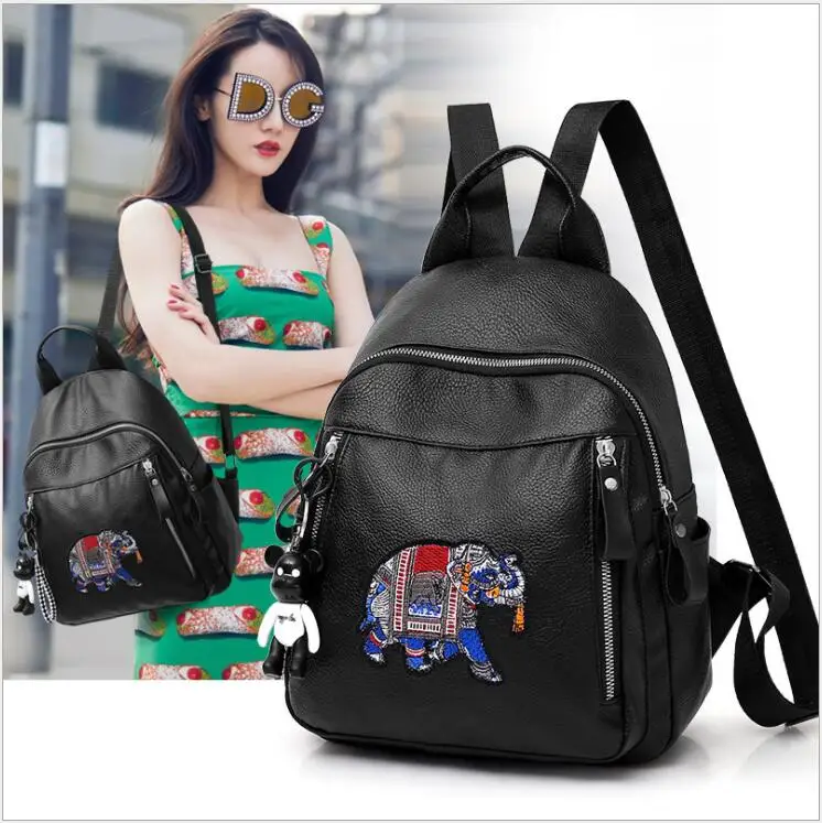 Женский рюкзак с подвеской в виде маленького медведя со слоном | Багаж и сумки