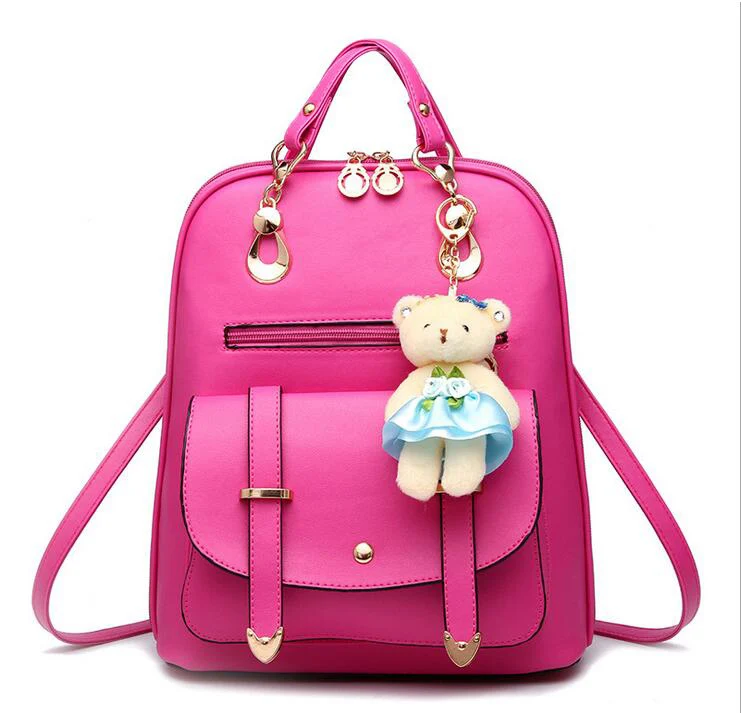 Rose Кожаный рюкзак, женские рюкзаки, высокое качество, Pu, рюкзак, Mochila Feminina, кожаный рюкзак, женские школьные сумки - Цвет: Rose