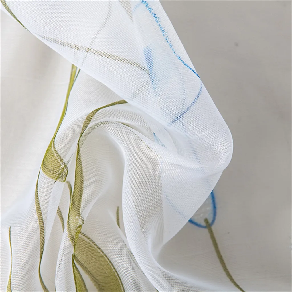 200x150cm Curtains For Living Room Daffodil Flower Print Tulle Curtain Handle Tulle Coveted 1 FabricWindow Decoration 67