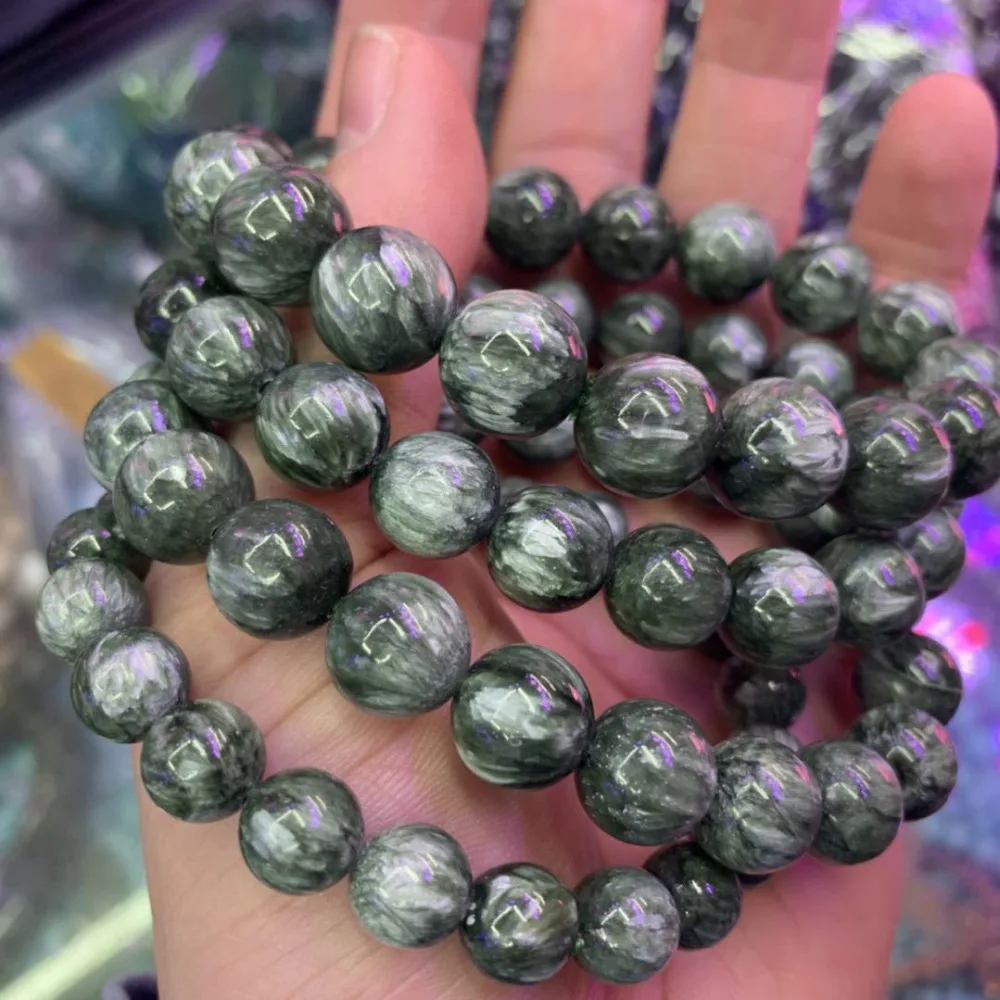 Русский Серафинит (клинохлор) браслет из каменных бусин натурального