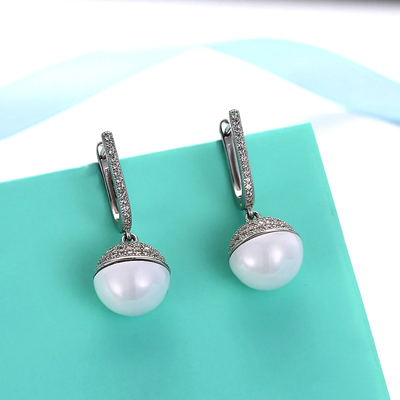 Роскошные сферические керамические серьги-капли из стерлингового серебра 925