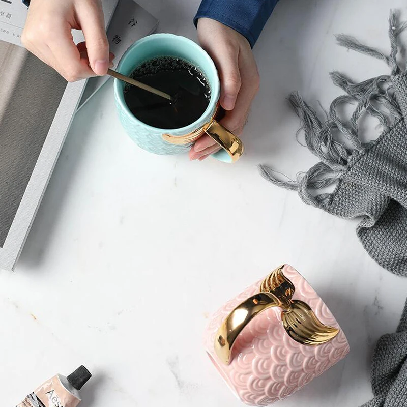 Керамическая кружка Русалочки 420 мл классический шикарный утренний молочный чай