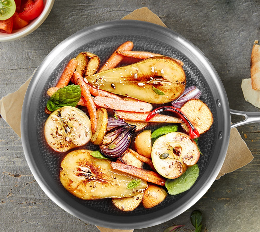 

Non-stick Pan Stainless Steel Frying Pans kitchen Casserol Thick Smoke-Free Integral Forming Frying Pans Skillets PDG28