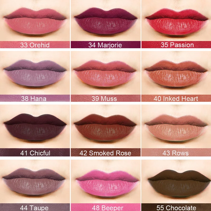 MISS ROSE Brand 12 Colors Makeup Red Color Lip Matte Lipstick Lips Vitamin E Waterproof Cosmetics Nude Beauty |