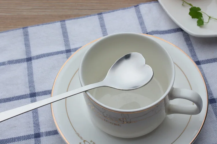 1 шт. десертная кофейная ложка в форме сердца из нержавеющей стали для