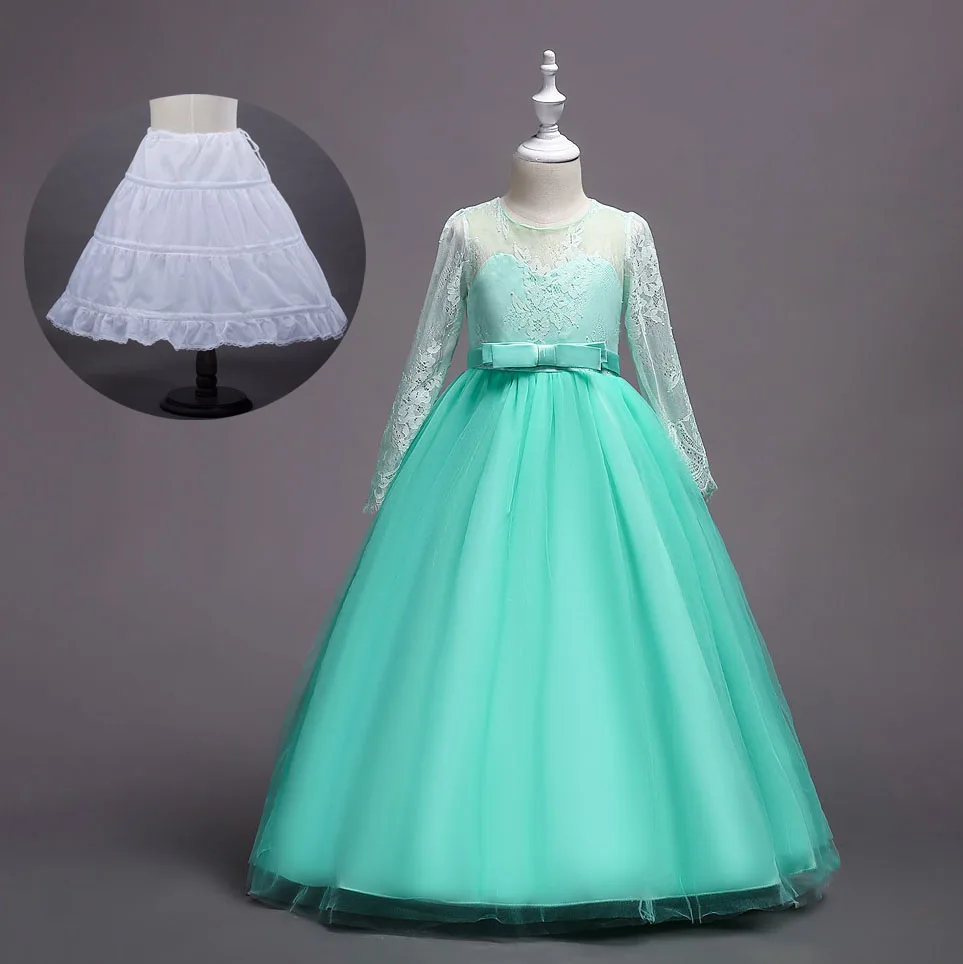 2019 новое поступление с цветочным узором для девочек длинные платья Размер 4 к От 10