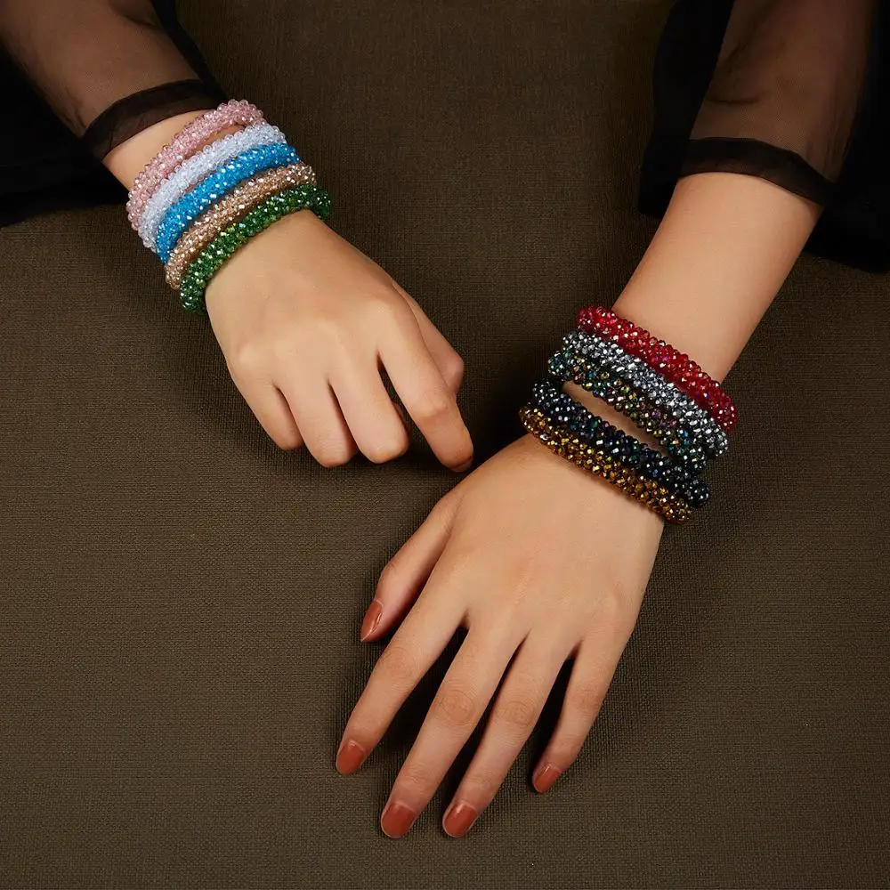 Женские эластичные браслеты Rinhoo Boho с разноцветными кристаллами и бусинами