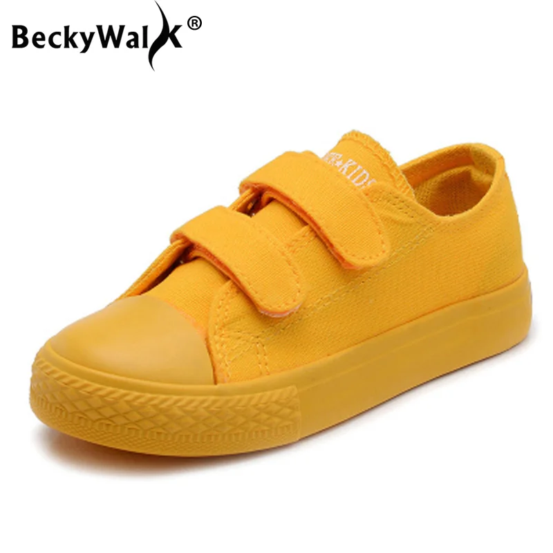 BeckyWalk/детская обувь ярких цветов для мальчиков и девочек; школьная спортивная обувь; сезон весна; парусиновая обувь с низким верхом; Детские кроссовки на резиновой подошве; CSH735