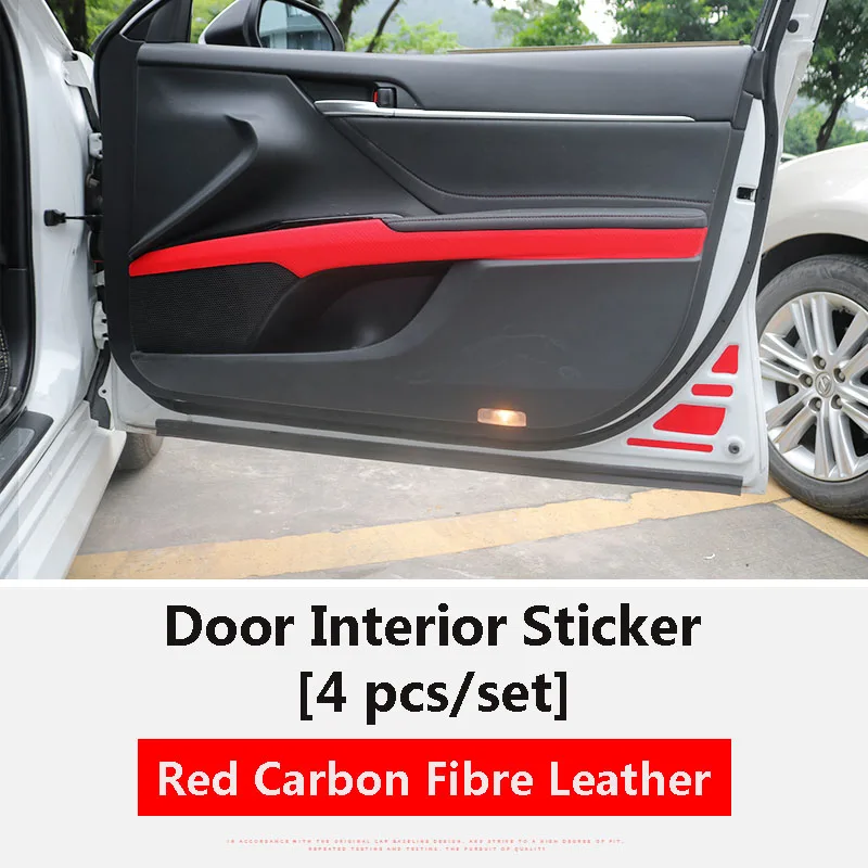 Door Inner Red 4Pcs QHCP чехол для рычага переключения передач, чехлы на руль, Защитная Наклейка на дверную колонну, кожаный внутренний аксессуар для Toyota Camry - Название цвета: Door Inner Red 4Pcs