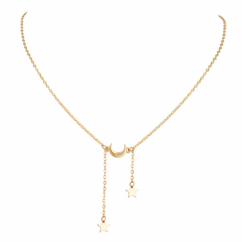 

New Fashion Necklace Fashion Simple Necklace, Personality Is The Lady's Moon Pentagram Necklace Selling Jewelry Wholesale
